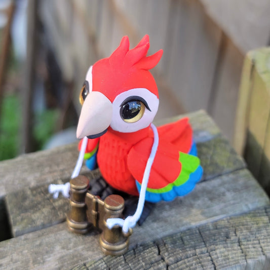 Red Macaw “Scavenger”, Parrot Sculpture