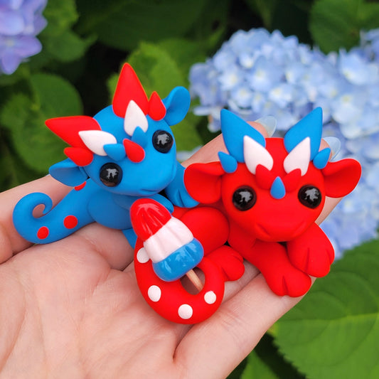 Bomb Pop Dragons, Handmade Clay Dragon Figurine
