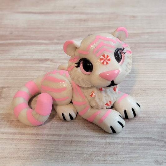 Peppermint Tiger “Candy”, Handmade Clay Tiger