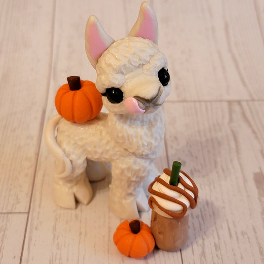 Pumpkin Spice Alpaca “Maple Sugar”, Handmade Clay Alpaca