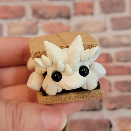Mini Handheld S’mores Dragon, Handmade Clay Dragon