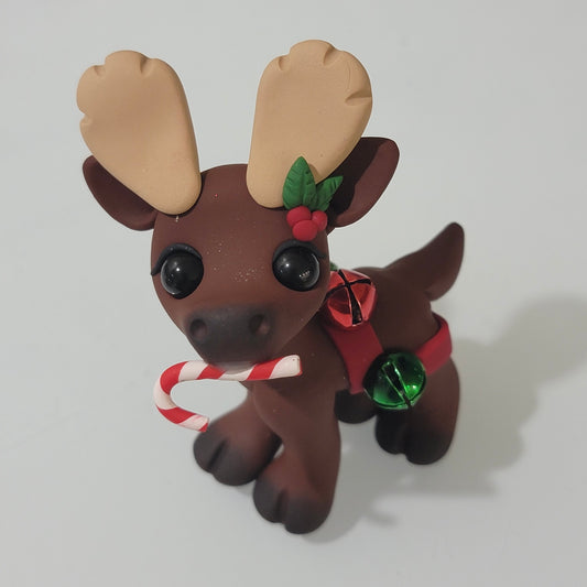 Mini Jingle Bell Moose “Holiday”, Moose Sculpture