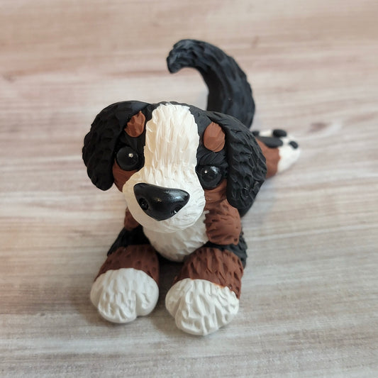 Bernese Mountain Dog “S’mores”, Handmade Clay Dog