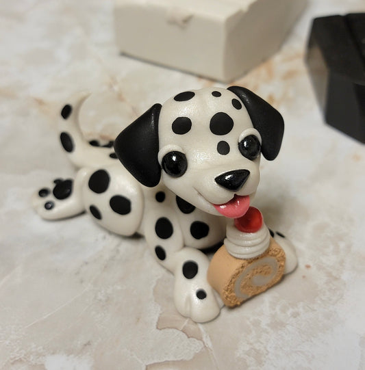 Cake Roll Dalmatian “Checkers”, Dog Sculpture