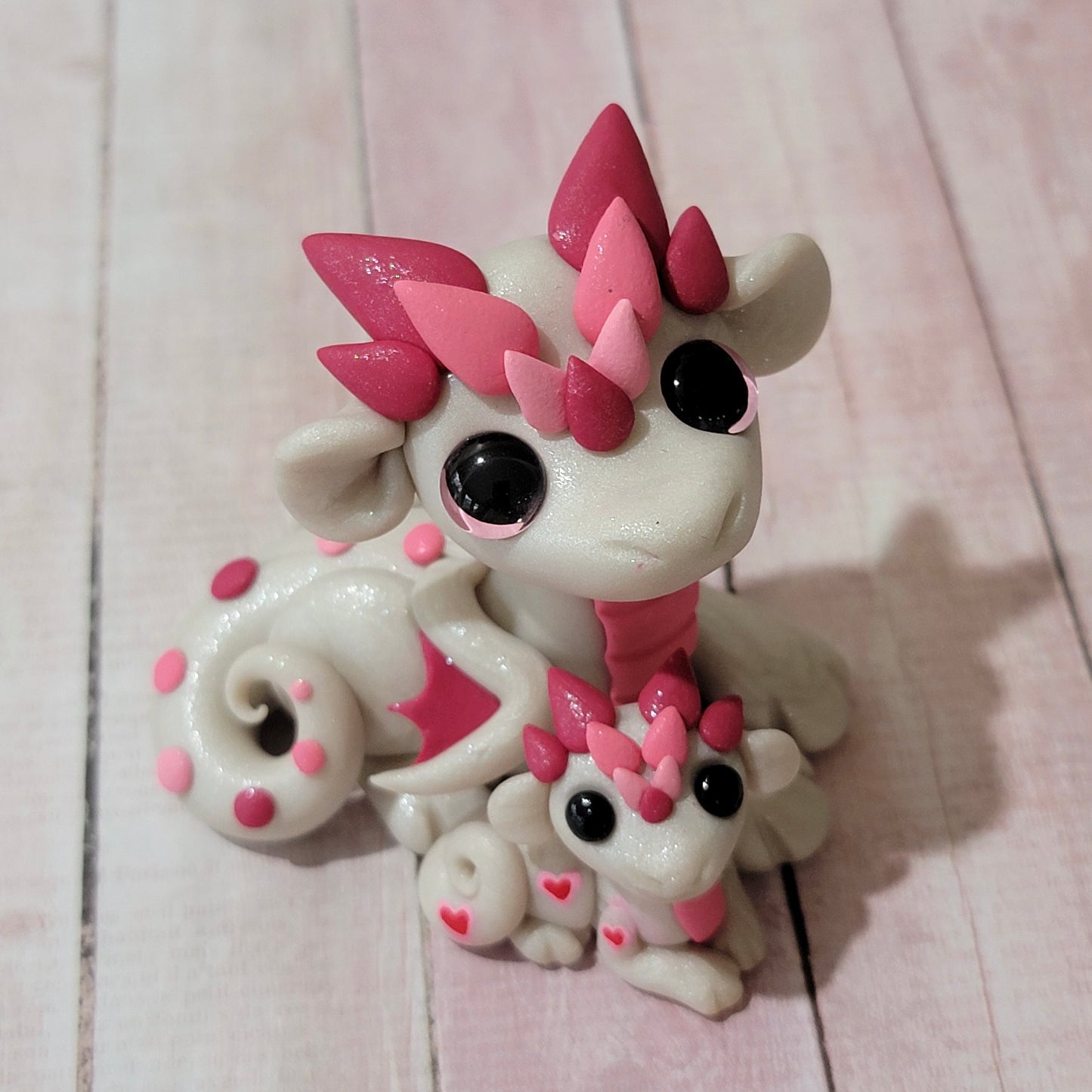 Momma and Baby Valentines Dragons “Aphrodite and Cupid”, Dragon Figurine