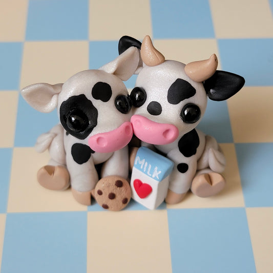 Milk and Cookie Cow Pair, Valentine Figurine