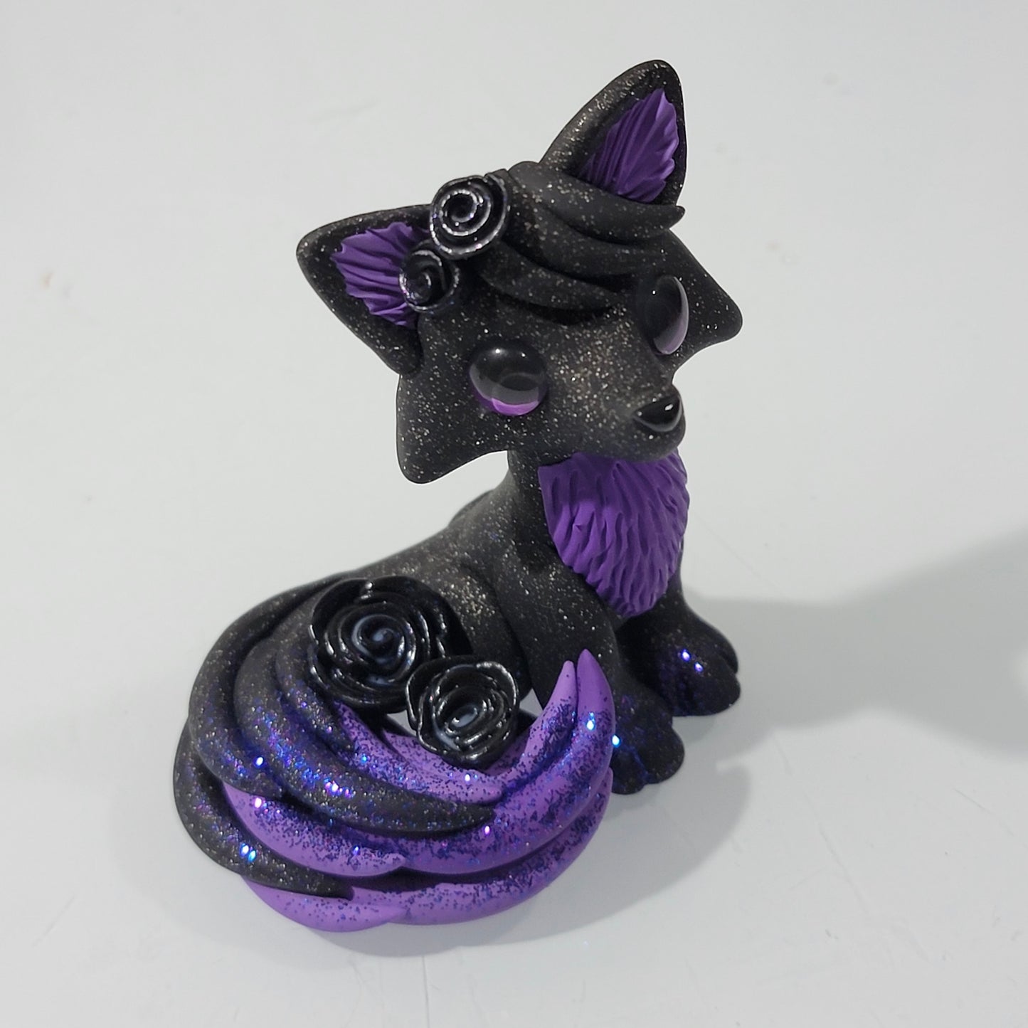 Purple Twilight Fox “Black Rose”, Fox Sculpture