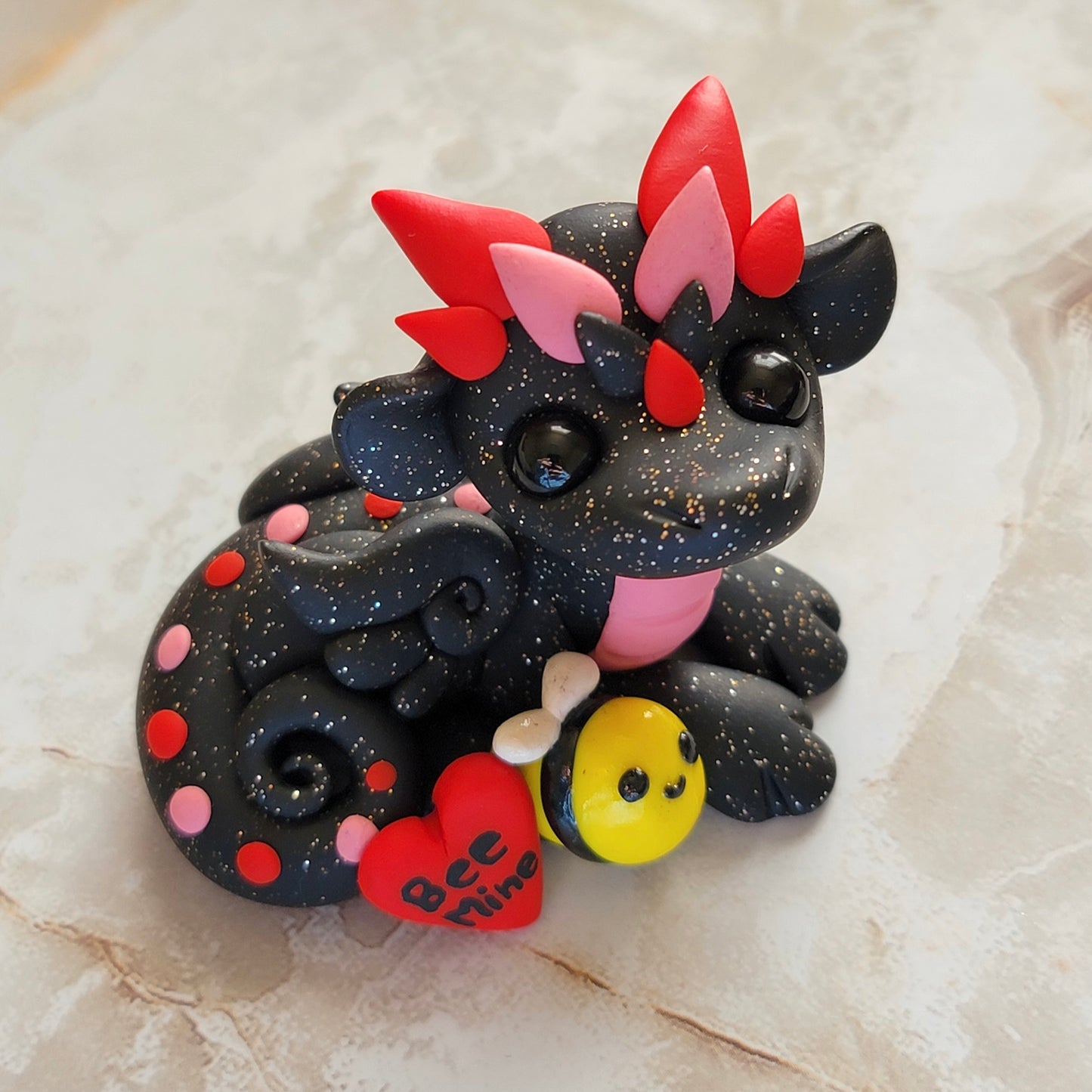 Valentine Dragon “Bee Mine”, Dragon Sculpture