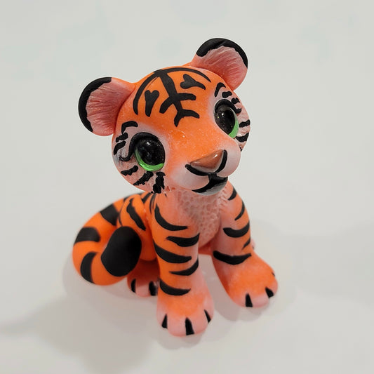 Hand-Painted Orange Tiger Sculpture