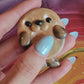 Fox and Sea Lion Worry Stones, Clay Worry Stones