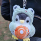 Cute Plush Penguin in Frog Costume Keychain